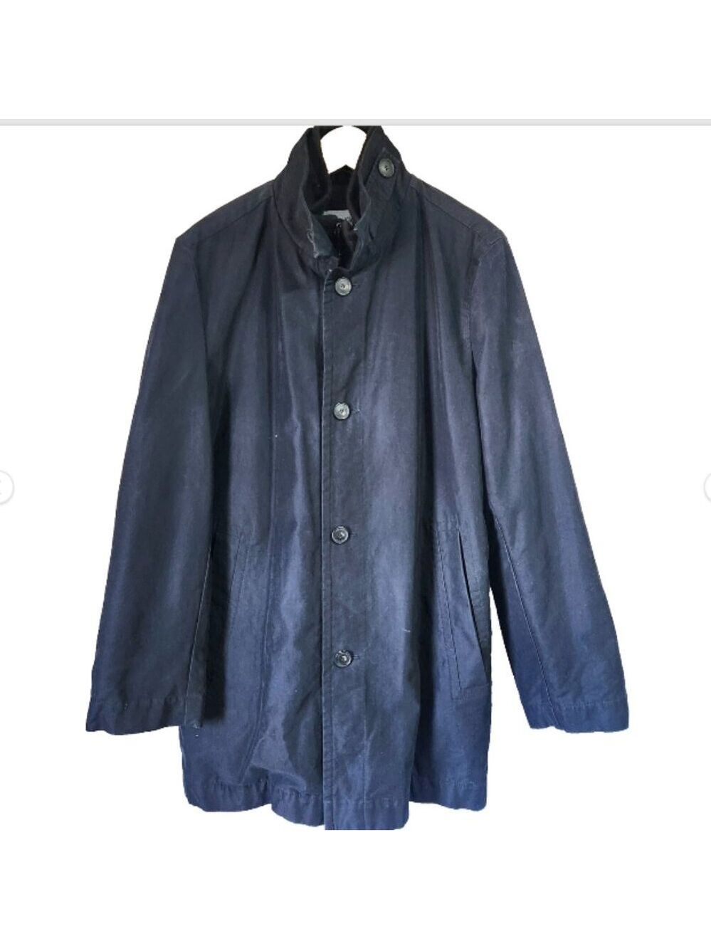 Calvin Klein Coat Fall Winter Mens Size Med Blue Zip and Button Close Vintage